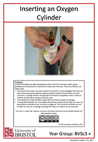clinical skills instruction booklet cover page, Inserting an Oxygen Cylinder